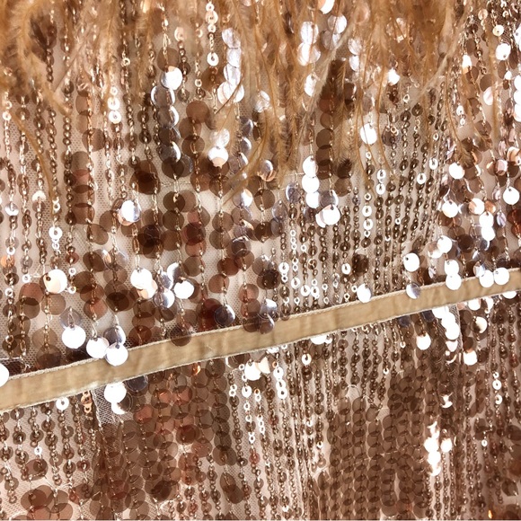 Antonio Melani x Nicola Bathie Rose Gold Sequin Feather Emelia Dress Sz2 NEW - Picture 10 of 13